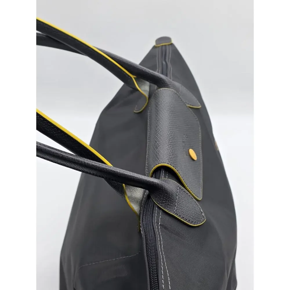 LONGCHAMP LE PLIAGE CLUB 70TH ANNIVERSARY LARGE TOTE – DARK GRAY / YELLOW – NWOT